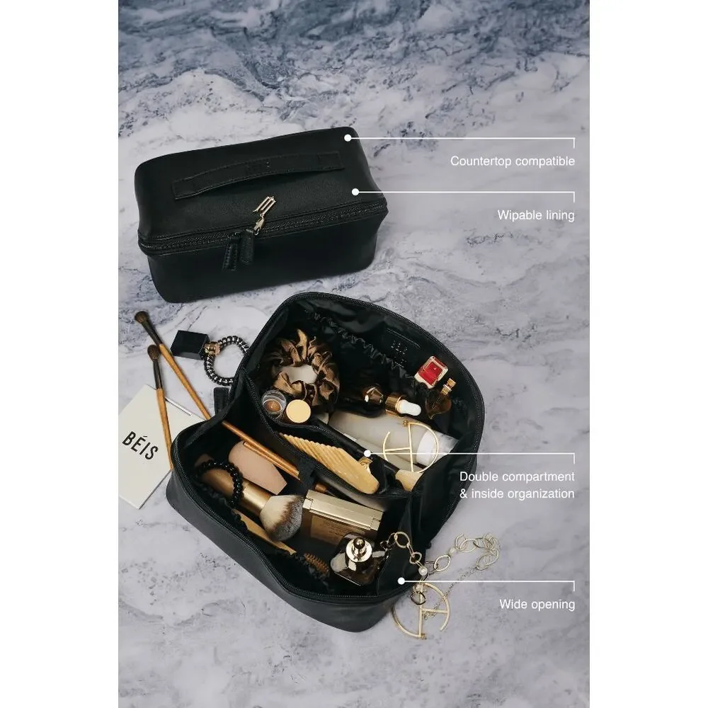NWT Beis x Wicked Toiletry Kit Cosmetic Bag In Black
